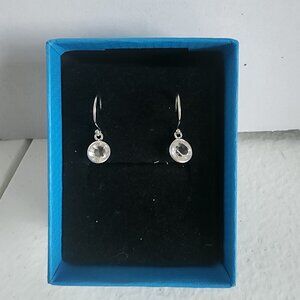 1.50 TCW White Topaz Rhodium Over Sterling Silver Wire Drop Dangle Earrings